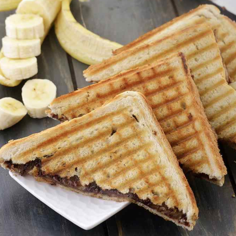 Creamy Banana + Chocolate Grilled Sandwiches
