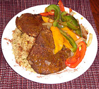 Marinated Pork Chops with Vegetables and Couscous