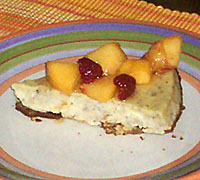 Green Tea Cheesecake and Peach/Raspberry Macedoine