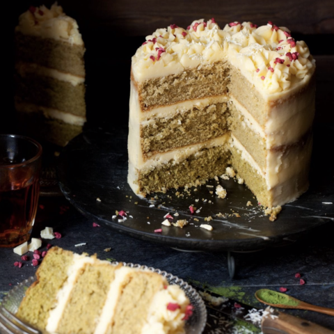 Matcha Cake with White Chocolate Mascarpone Buttercream