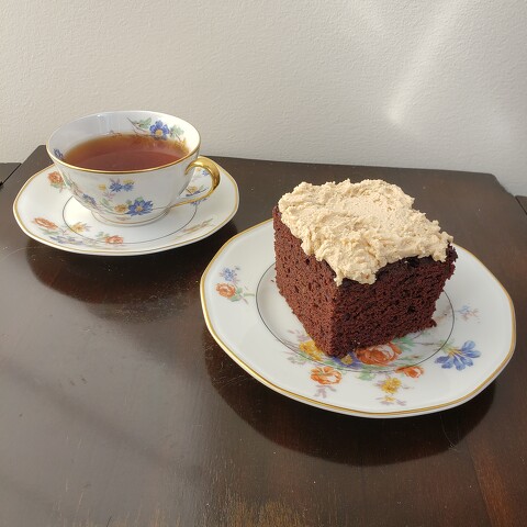 Chocolate Truffle Wacky Cake with Peanut Butter Frosting