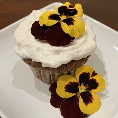 Eternal Spring Cupcakes with Coconut Cream and Edible Pansies