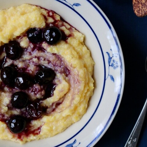 Blueberry Grits and Compote