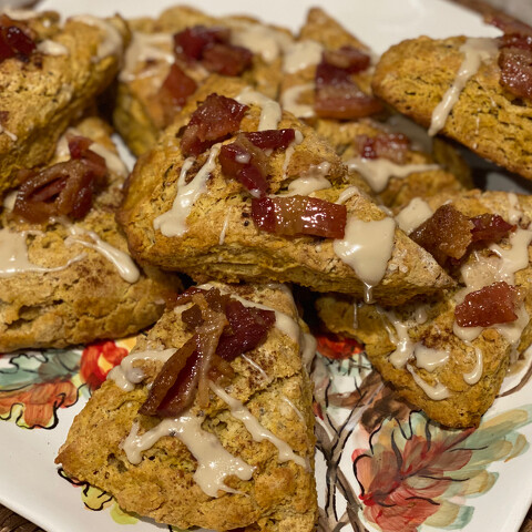 Candied Bacon Maple Pumpkin Chai Scones