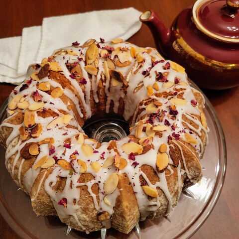 Almond Cardamom Cake with Rosewater Glaze