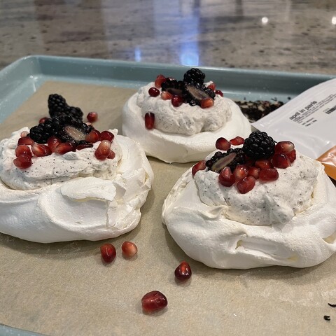 Pomegranate Pavlova with April in Paris Tea