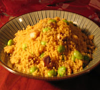 Rooibos Couscous with Shiitake and Edamame